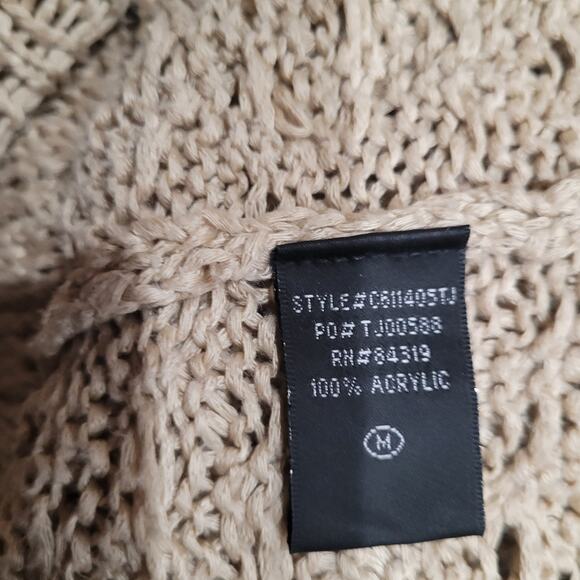 Cyrus Tan Fisherman Cable Knit Sweater Sz M Neutral Cozy Capsule Layering Warm - Picture 6 of 10